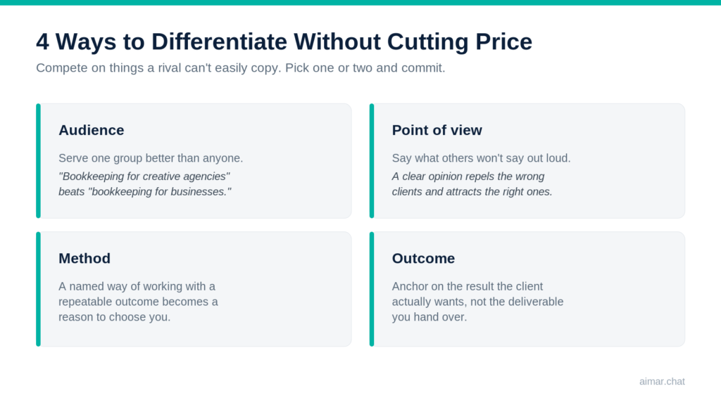 Before and after example of generic versus specific small business positioning statements