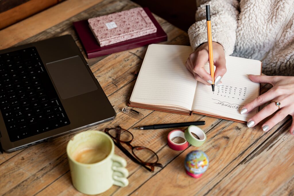 Founder drafting a positioning statement in a notebook