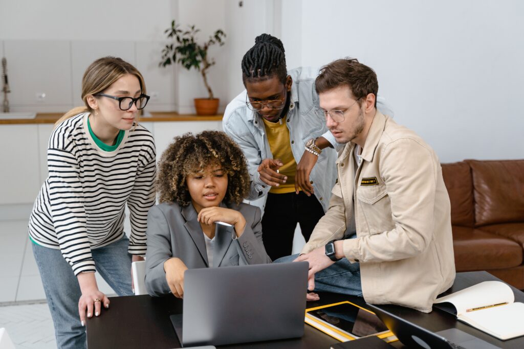 Lean team mapping out marketing positioning in a meeting